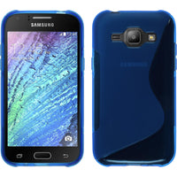 PhoneNatic Case kompatibel mit Samsung Galaxy J1 (2015 - J100) - blau Silikon Hülle S-Style + 2 Schutzfolien