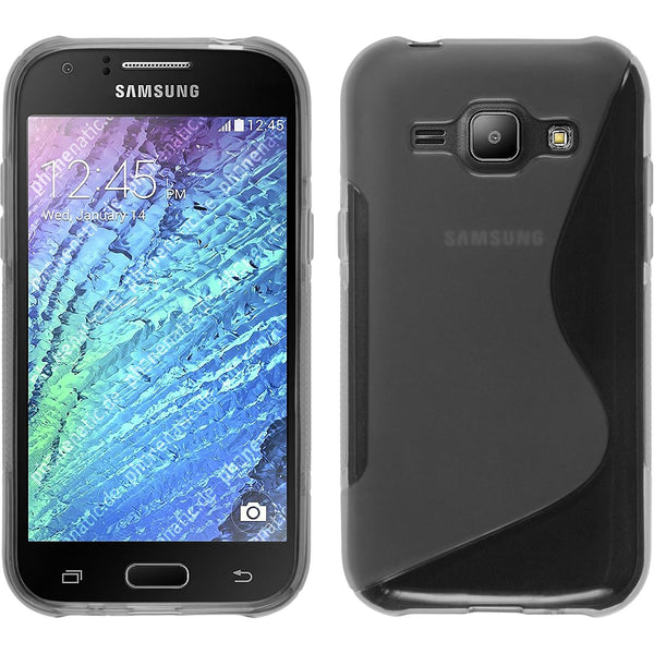 PhoneNatic Case kompatibel mit Samsung Galaxy J1 (2015 - J100) - clear Silikon Hülle S-Style + 2 Schutzfolien