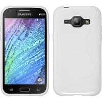 PhoneNatic Case kompatibel mit Samsung Galaxy J1 (2015 - J100) - weiß Silikon Hülle S-Style + 2 Schutzfolien