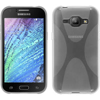 PhoneNatic Case kompatibel mit Samsung Galaxy J1 (2015 - J100) - clear Silikon Hülle X-Style + 2 Schutzfolien