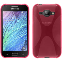 PhoneNatic Case kompatibel mit Samsung Galaxy J1 (2015 - J100) - pink Silikon Hülle X-Style + 2 Schutzfolien