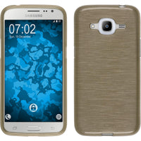 PhoneNatic Case kompatibel mit Samsung Galaxy J2 (2016) (J210) - gold Silikon Hülle brushed Cover