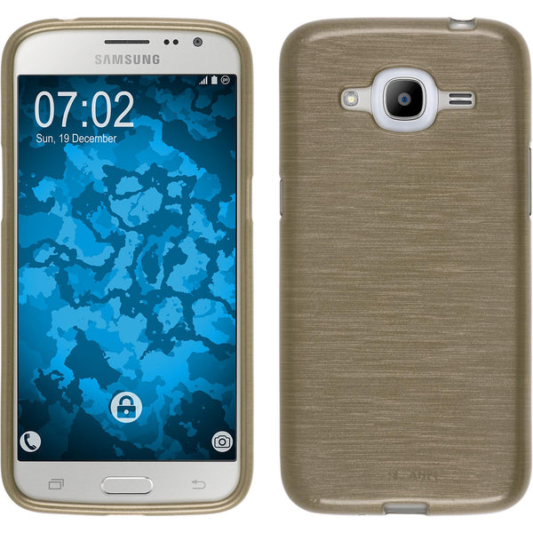 PhoneNatic Case kompatibel mit Samsung Galaxy J2 (2016) (J210) - gold Silikon Hülle brushed Cover