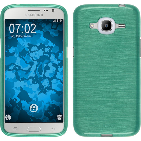 PhoneNatic Case kompatibel mit Samsung Galaxy J2 (2016) (J210) - grün Silikon Hülle brushed Cover