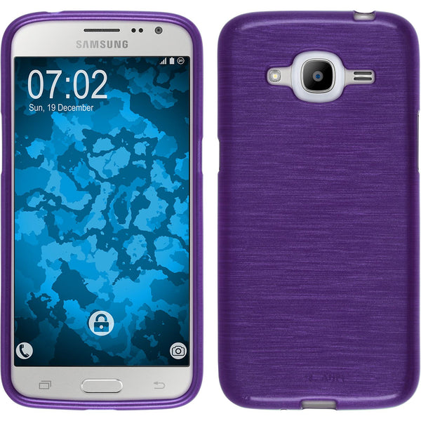 PhoneNatic Case kompatibel mit Samsung Galaxy J2 (2016) (J210) - lila Silikon Hülle brushed Cover