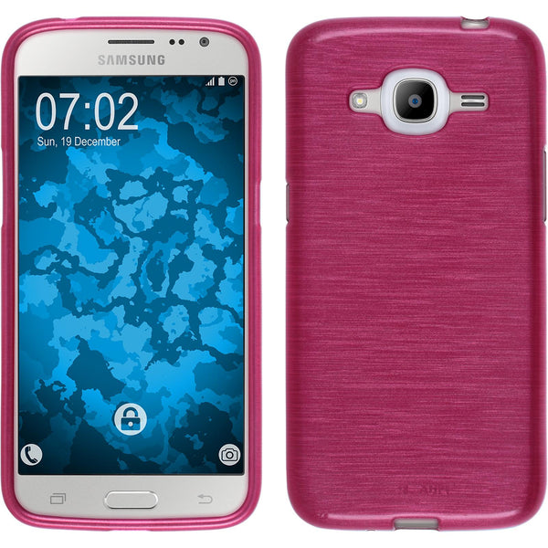 PhoneNatic Case kompatibel mit Samsung Galaxy J2 (2016) (J210) - pink Silikon Hülle brushed Cover