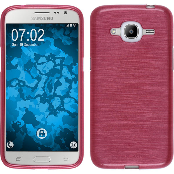 PhoneNatic Case kompatibel mit Samsung Galaxy J2 (2016) (J210) - rosa Silikon Hülle brushed Cover