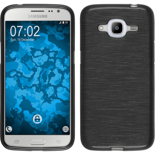 PhoneNatic Case kompatibel mit Samsung Galaxy J2 (2016) (J210) - silber Silikon Hülle brushed Cover