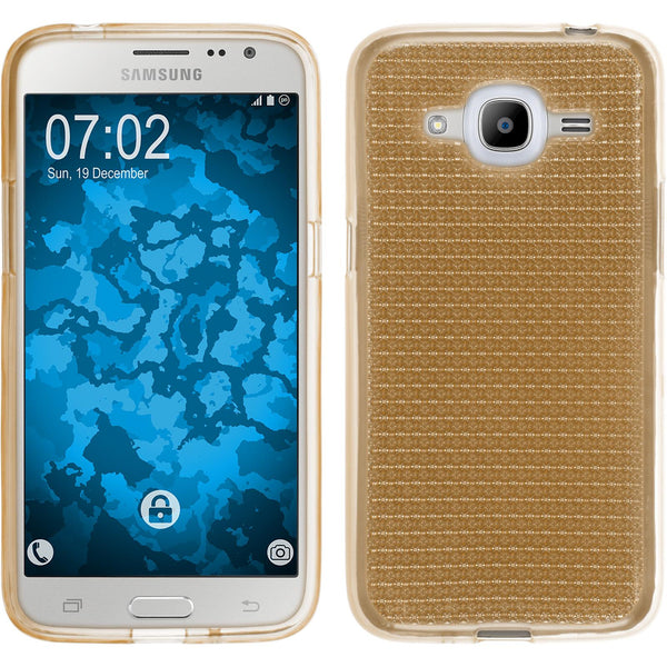 PhoneNatic Case kompatibel mit Samsung Galaxy J2 (2016) (J210) - gold Silikon Hülle Iced Cover