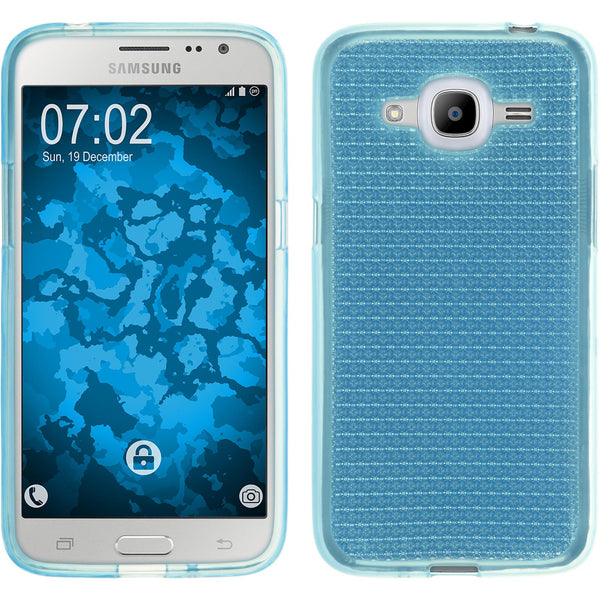PhoneNatic Case kompatibel mit Samsung Galaxy J2 (2016) (J210) - hellblau Silikon Hülle Iced Cover