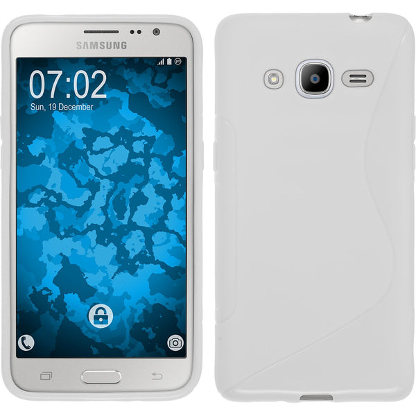 PhoneNatic Case kompatibel mit Samsung Galaxy J2 (2016) (J210) - weiß Silikon Hülle S-Style Cover