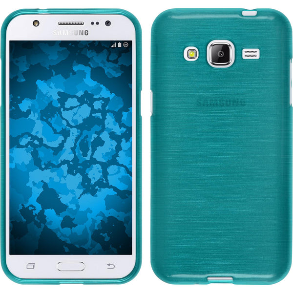 PhoneNatic Case kompatibel mit Samsung Galaxy J2 (2015) - blau Silikon Hülle brushed Cover