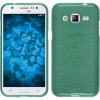 PhoneNatic Case kompatibel mit Samsung Galaxy J2 (2015) - grün Silikon Hülle brushed Cover