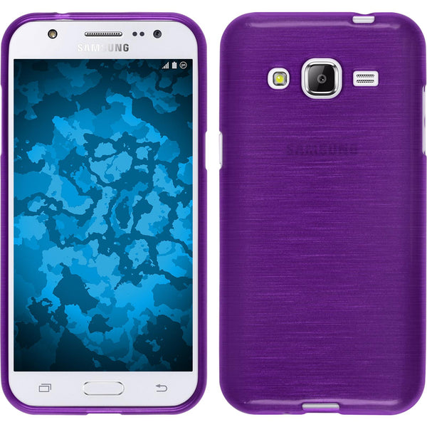 PhoneNatic Case kompatibel mit Samsung Galaxy J2 (2015) - lila Silikon Hülle brushed Cover