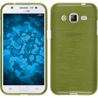 PhoneNatic Case kompatibel mit Samsung Galaxy J2 (2015) - pastellgrün Silikon Hülle brushed Cover