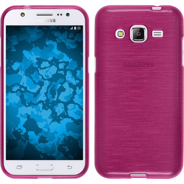 PhoneNatic Case kompatibel mit Samsung Galaxy J2 (2015) - pink Silikon Hülle brushed Cover