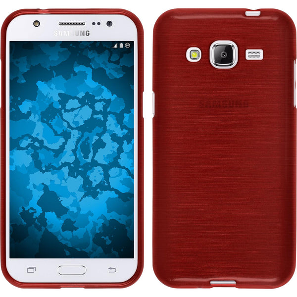 PhoneNatic Case kompatibel mit Samsung Galaxy J2 (2015) - rot Silikon Hülle brushed Cover