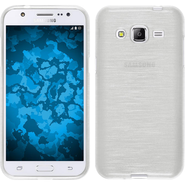 PhoneNatic Case kompatibel mit Samsung Galaxy J2 (2015) - weiß Silikon Hülle brushed Cover