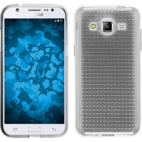 PhoneNatic Case kompatibel mit Samsung Galaxy J2 (2015) - clear Silikon Hülle Iced + 2 Schutzfolien
