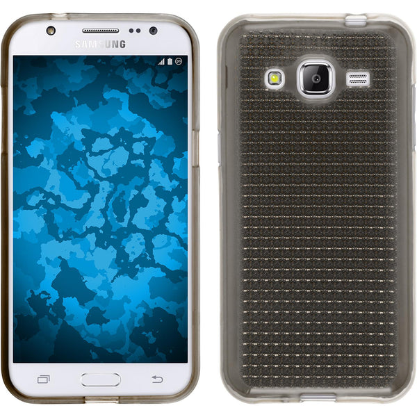 PhoneNatic Case kompatibel mit Samsung Galaxy J2 (2015) - grau Silikon Hülle Iced + 2 Schutzfolien