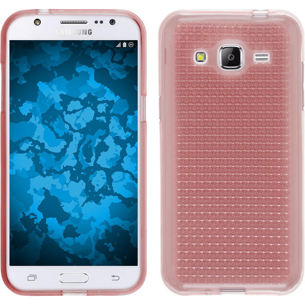 PhoneNatic Case kompatibel mit Samsung Galaxy J2 (2015) - rosa Silikon Hülle Iced + 2 Schutzfolien