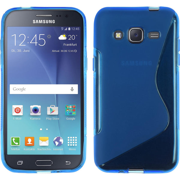 PhoneNatic Case kompatibel mit Samsung Galaxy J2 (2015) - blau Silikon Hülle S-Style Cover
