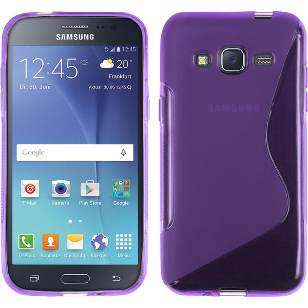 PhoneNatic Case kompatibel mit Samsung Galaxy J2 (2015) - lila Silikon Hülle S-Style Cover