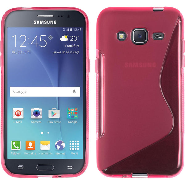 PhoneNatic Case kompatibel mit Samsung Galaxy J2 (2015) - pink Silikon Hülle S-Style Cover