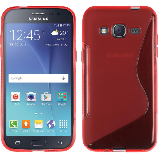 PhoneNatic Case kompatibel mit Samsung Galaxy J2 (2015) - rot Silikon Hülle S-Style Cover