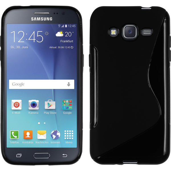 PhoneNatic Case kompatibel mit Samsung Galaxy J2 (2015) - schwarz Silikon Hülle S-Style Cover