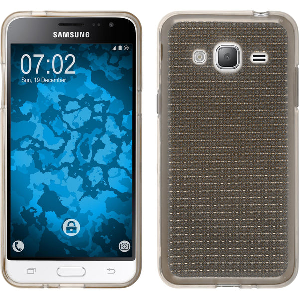 PhoneNatic Case kompatibel mit Samsung Galaxy J3 (2016) - grau Silikon Hülle Iced + 2 Schutzfolien