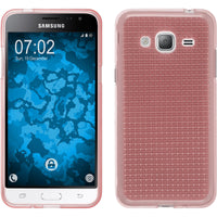 PhoneNatic Case kompatibel mit Samsung Galaxy J3 (2016) - rosa Silikon Hülle Iced + 2 Schutzfolien