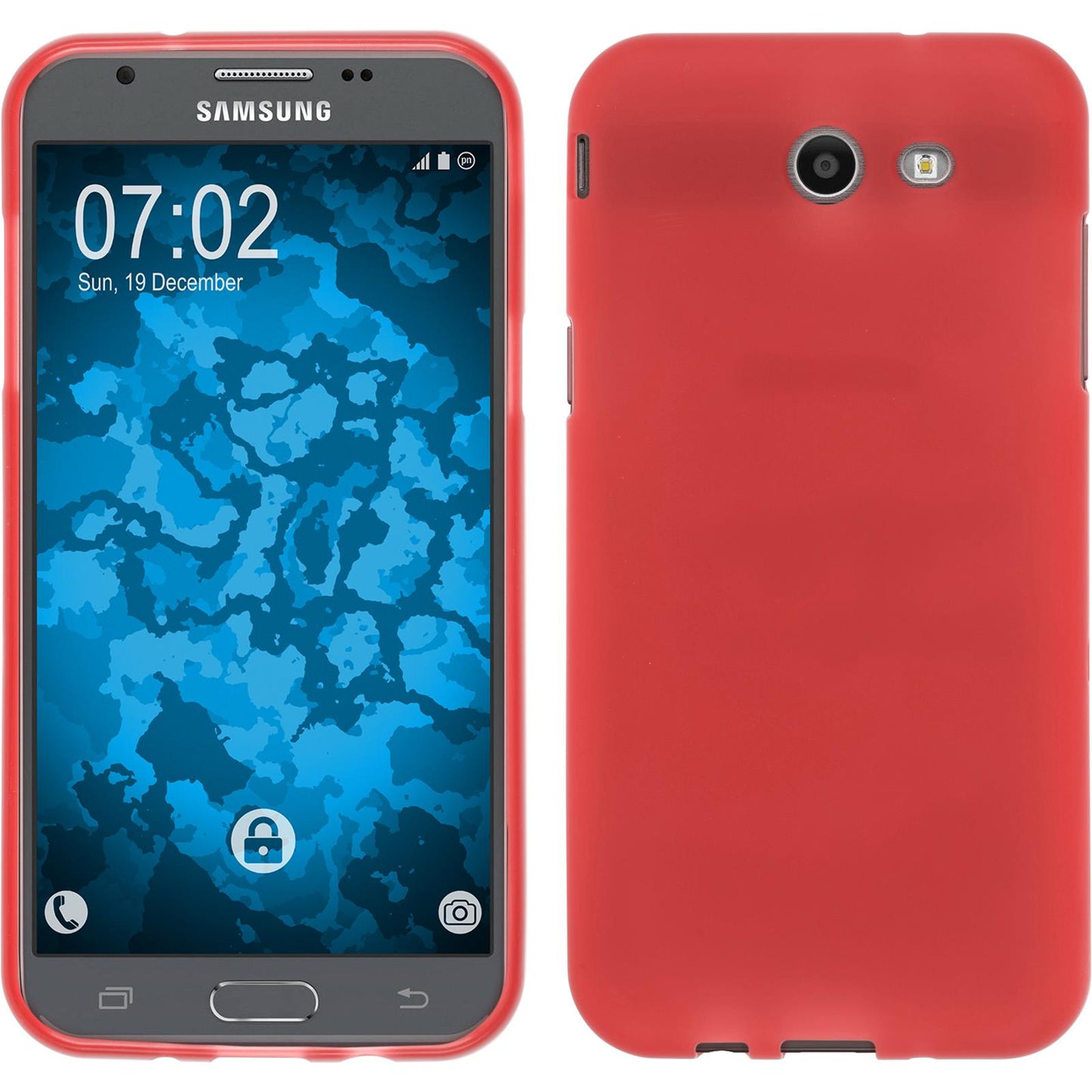 PhoneNatic Case kompatibel mit Samsung Galaxy J3 Emerge - rot Silikon Hülle matt Cover