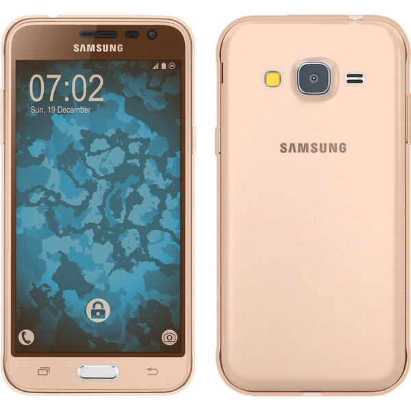 PhoneNatic Case kompatibel mit Samsung Galaxy J3 - gold Silikon Hülle 360∞ Fullbody Cover