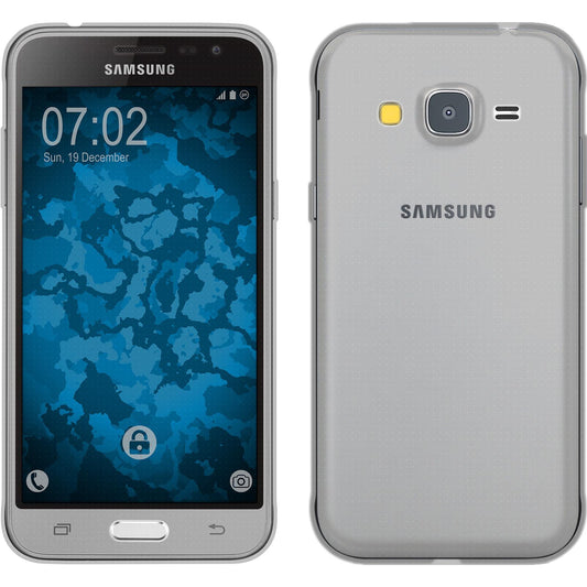 PhoneNatic Case kompatibel mit Samsung Galaxy J3 - grau Silikon Hülle 360∞ Fullbody Cover