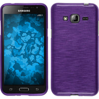 PhoneNatic Case kompatibel mit Samsung Galaxy J3 - lila Silikon Hülle brushed + 2 Schutzfolien