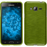 PhoneNatic Case kompatibel mit Samsung Galaxy J3 - pastellgrün Silikon Hülle brushed + 2 Schutzfolien