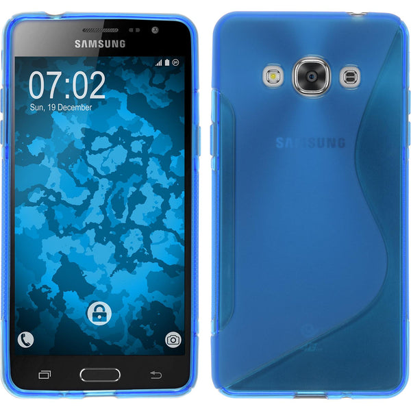 PhoneNatic Case kompatibel mit Samsung Galaxy J3 Pro - blau Silikon Hülle S-Style + 2 Schutzfolien