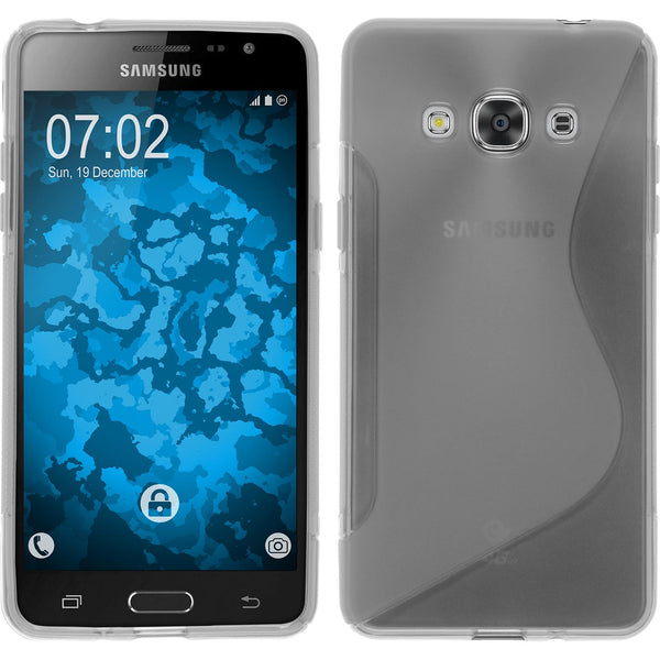 PhoneNatic Case kompatibel mit Samsung Galaxy J3 Pro - clear Silikon Hülle S-Style + 2 Schutzfolien