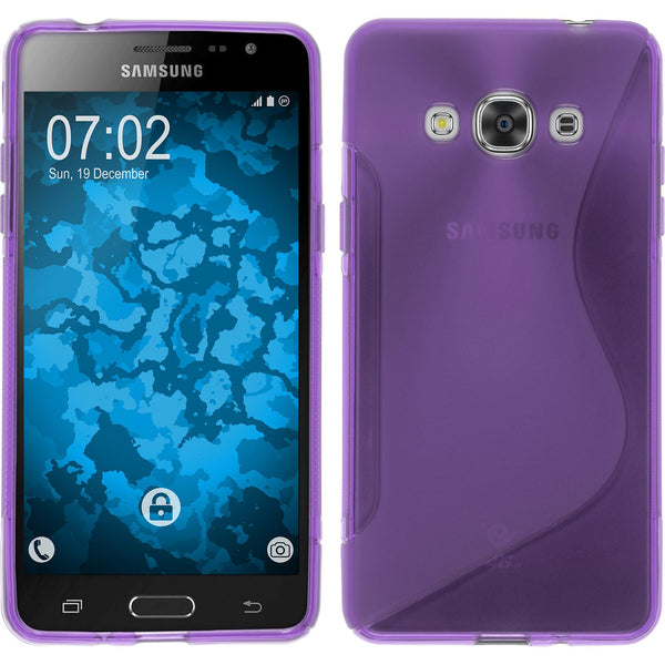 PhoneNatic Case kompatibel mit Samsung Galaxy J3 Pro - lila Silikon Hülle S-Style + 2 Schutzfolien