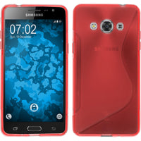 PhoneNatic Case kompatibel mit Samsung Galaxy J3 Pro - rot Silikon Hülle S-Style + 2 Schutzfolien