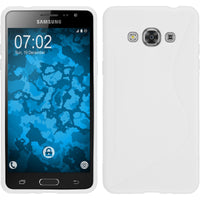 PhoneNatic Case kompatibel mit Samsung Galaxy J3 Pro - weiß Silikon Hülle S-Style + 2 Schutzfolien