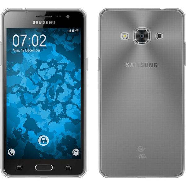 PhoneNatic Case kompatibel mit Samsung Galaxy J3 Pro - clear Silikon Hülle Slimcase + 2 Schutzfolien
