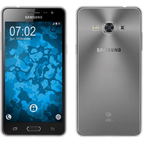 PhoneNatic Case kompatibel mit Samsung Galaxy J3 Pro - grau Silikon Hülle Slimcase + 2 Schutzfolien