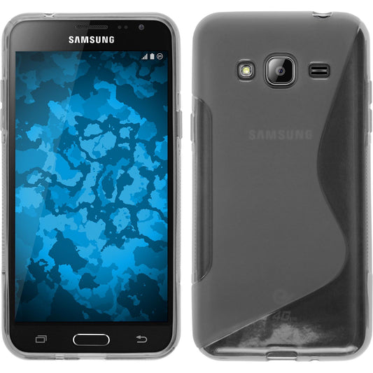 PhoneNatic Case kompatibel mit Samsung Galaxy J3 - clear Silikon Hülle S-Style + 2 Schutzfolien