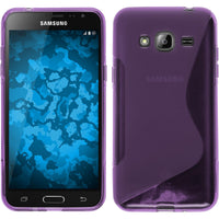 PhoneNatic Case kompatibel mit Samsung Galaxy J3 - lila Silikon Hülle S-Style + 2 Schutzfolien