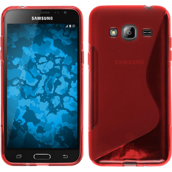 PhoneNatic Case kompatibel mit Samsung Galaxy J3 - rot Silikon Hülle S-Style + 2 Schutzfolien