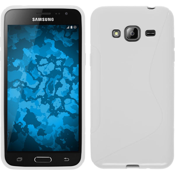 PhoneNatic Case kompatibel mit Samsung Galaxy J3 - weiß Silikon Hülle S-Style + 2 Schutzfolien