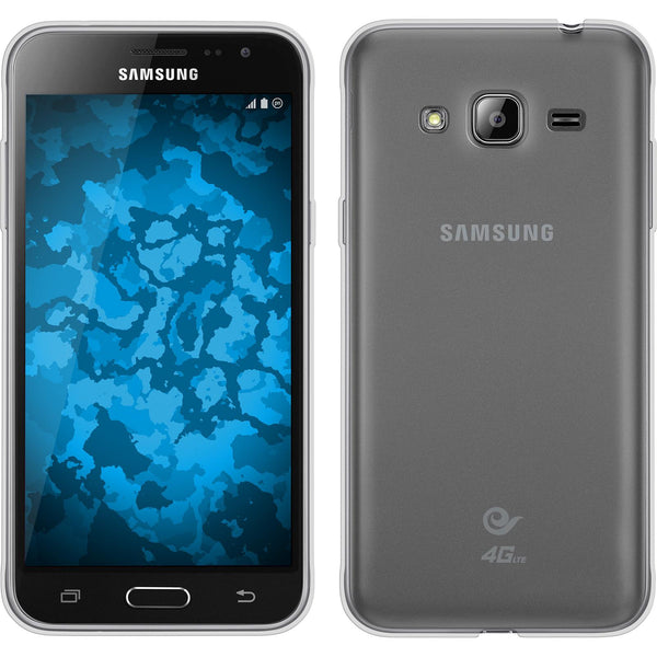 PhoneNatic Case kompatibel mit Samsung Galaxy J3 - clear Silikon Hülle Slimcase + 2 Schutzfolien