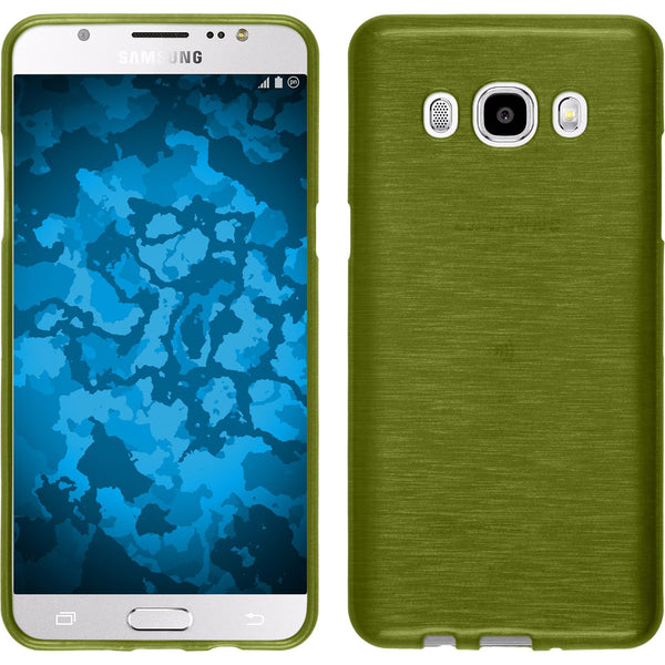 PhoneNatic Case kompatibel mit Samsung Galaxy J5 (2016) J510 - pastellgrün Silikon Hülle brushed + 2 Schutzfolien
